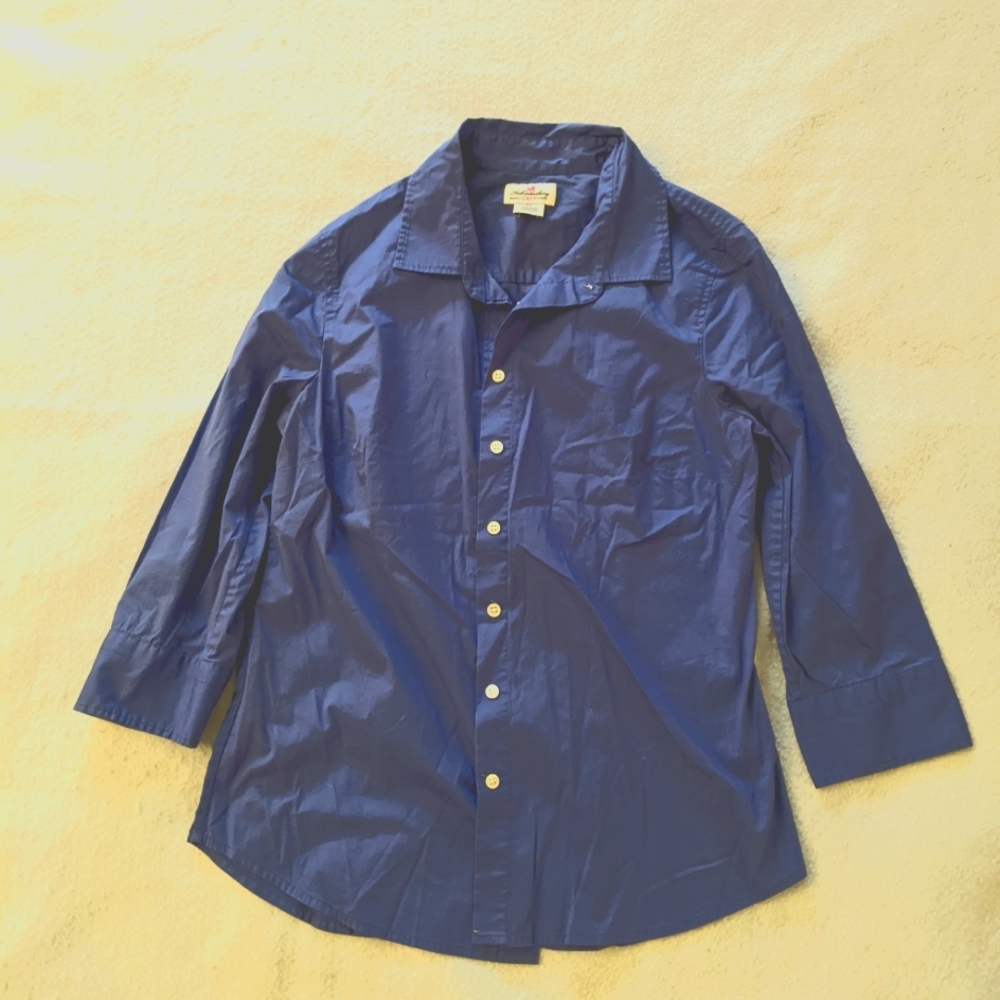 J. Crew Haberdashery 3/4 Length Sleeve Button Down Shirt in Blue